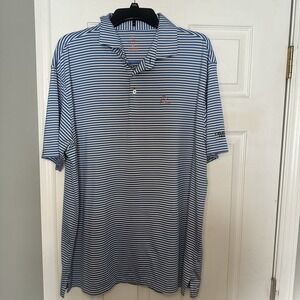Rhoback Blue White Striped Performance Golf Polo Men's XL | Embroidered Logo